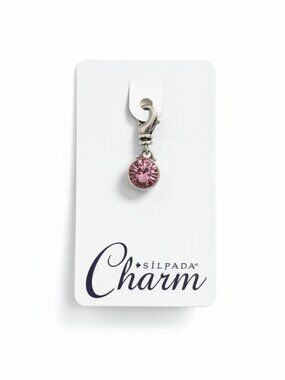 NEW C2536 SILPADA OCTOBER PINK TOURMALINE BIRTHSTONE CHARM Sterling 925 Silver